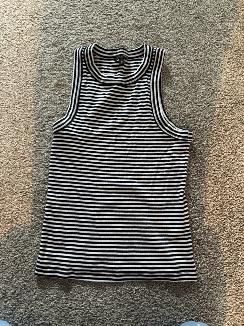 Banana Republic navy and White Striped Ribbed Tank Top